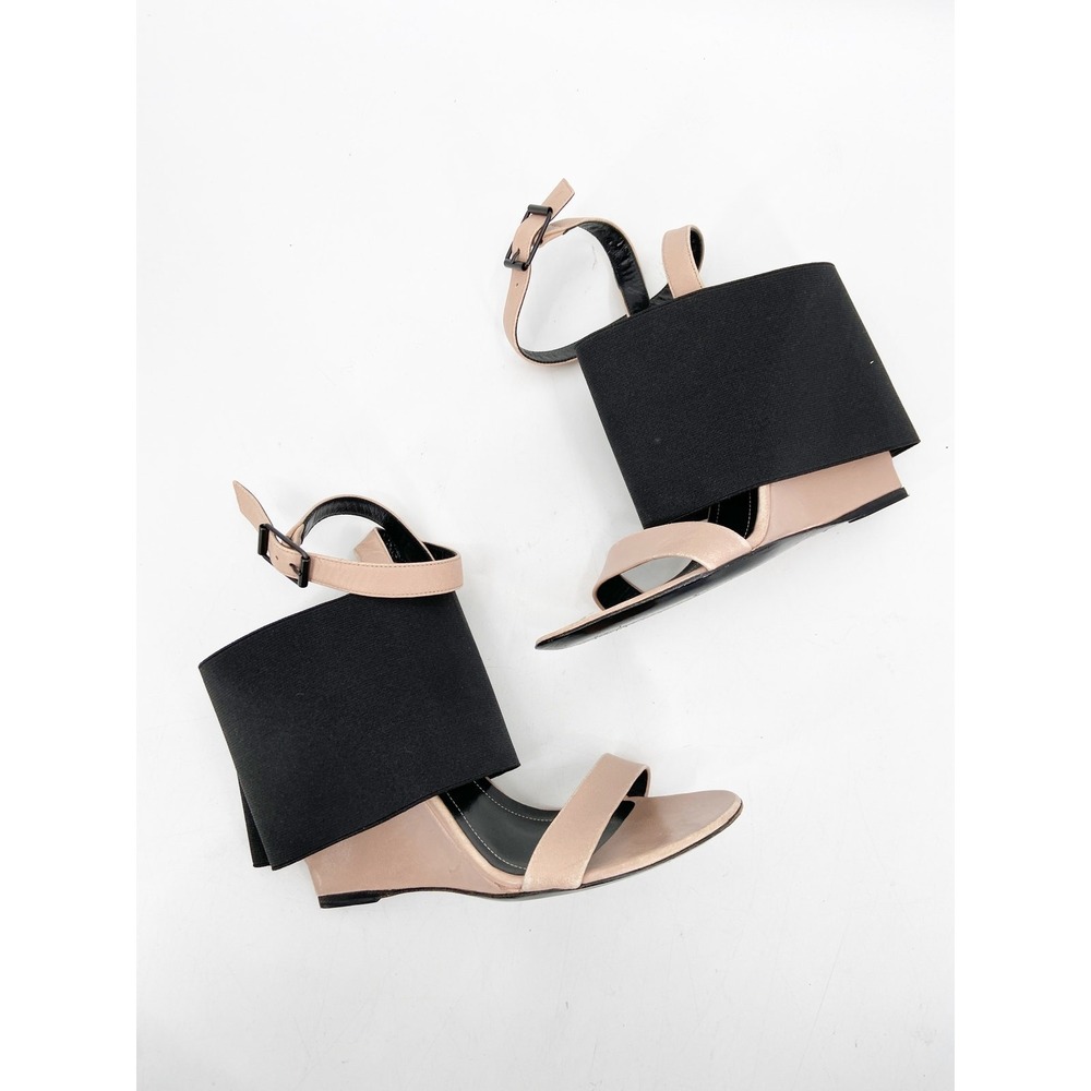 Balenciaga Prism Elastic Wrapped Wedge Nude Black Ankle Strap 35‎